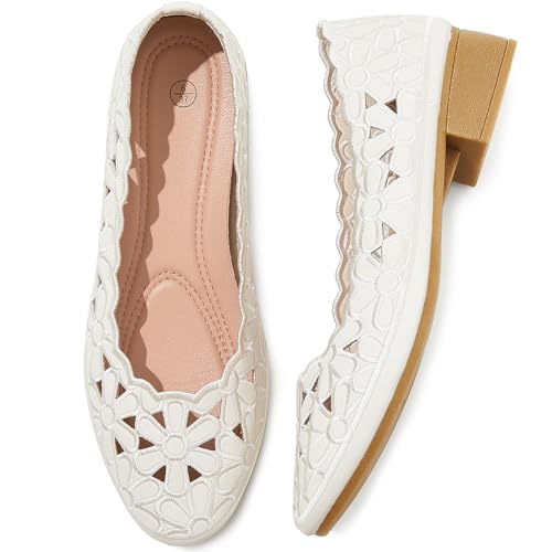 Womens Ballet Floral Leather Comfortable